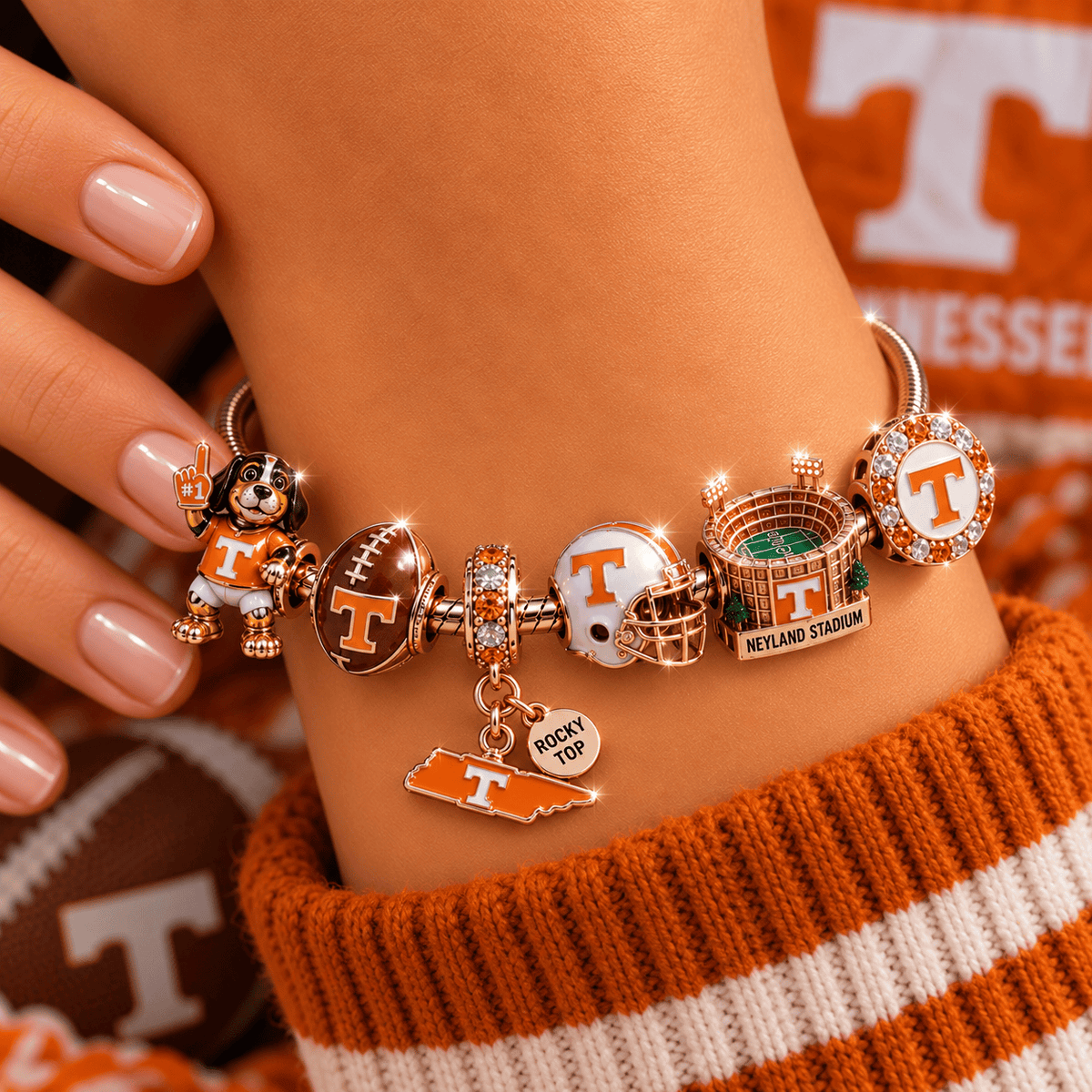 TVF Pink Gold Charm Bracelet Set PNPA