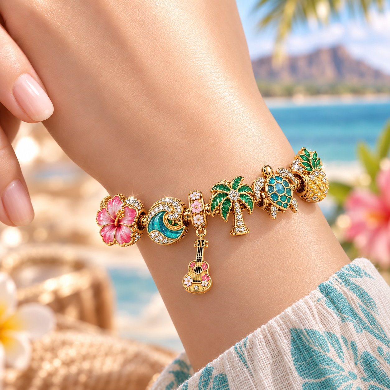 HWI Gold Charm Bracelet Set VTH