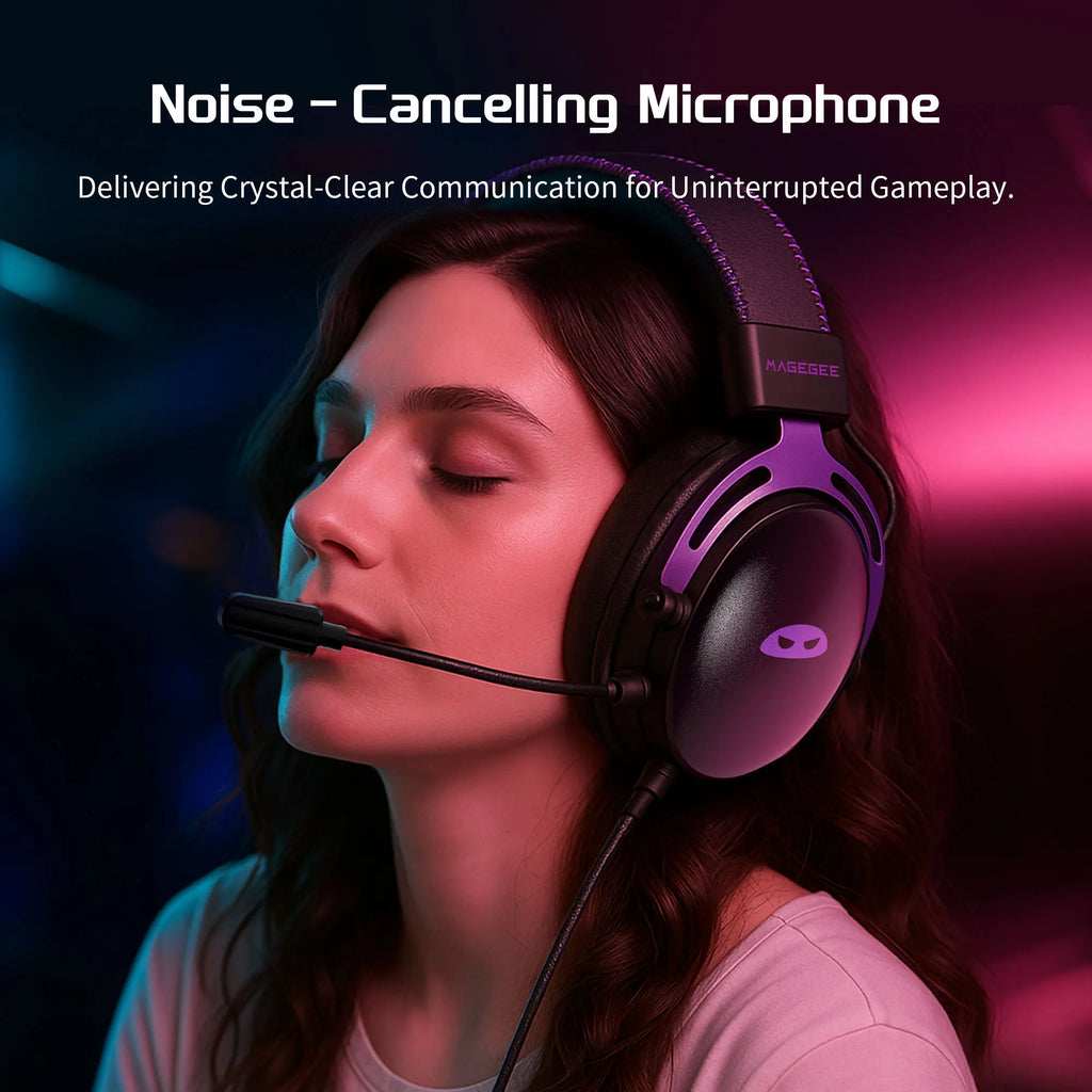 MageGee Wired Gaming Headset Over Ear Headphones with 53mm Driver Surround Sound Detachable Mic for PC PS4 PS5 Xbox Adjustable