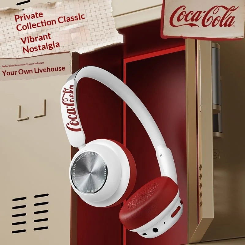 Coca-Cola T26 Bluetooth Headphones 3D Spatial Bluetooth 5.4 Over-Ear American Retro Style New Bluetooth Version Student Gift
