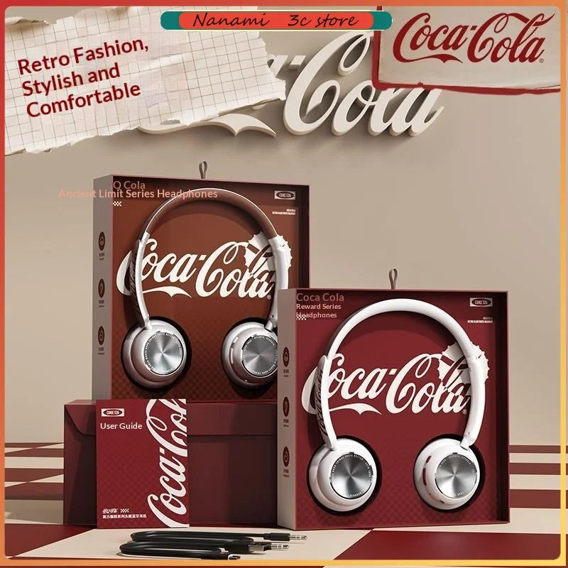 Coca-Cola T26 Bluetooth Headphones 3D Spatial Bluetooth 5.4 Over-Ear American Retro Style New Bluetooth Version Student Gift