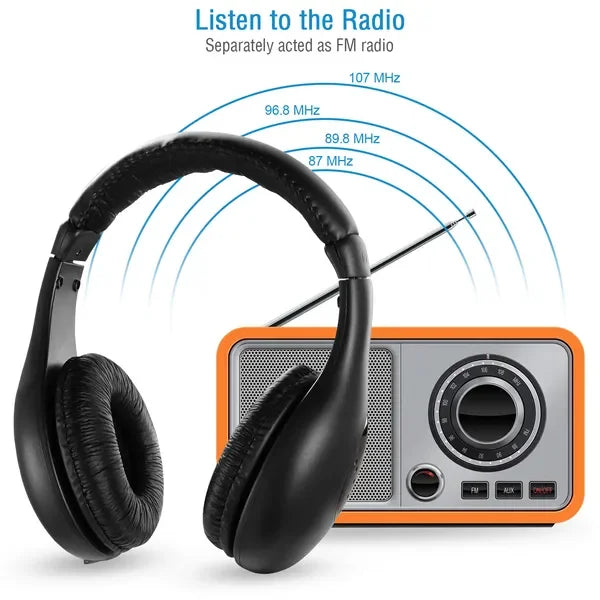 WirelRF Headphones HiFi Over-Ear Headsets RF Transmitter Receiver w/ MicY-shaped Cable Monitoring